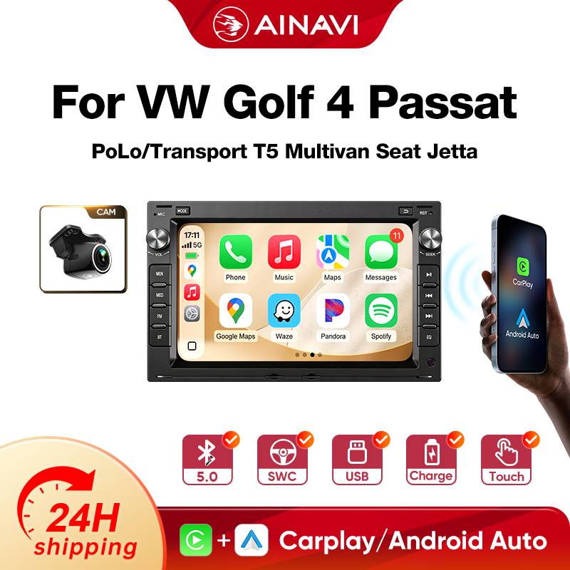 Ainavi 7 Inch 2 Din Car Radio For VW Passat B5 MK4 MK5 Golf 4 Polo Bora Jetta T5 Linux System Wireless Carplay Android Auto Bluetooth GPS Car Stereo Car Audio Car Display Car Infotainment Apple