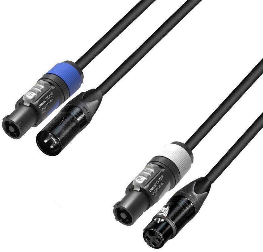 AH 5 STAR Hybrid Audio og strøm Kombi kabel med Neutrik 3pol XLR + Neutrik Powercon Link 10 meter