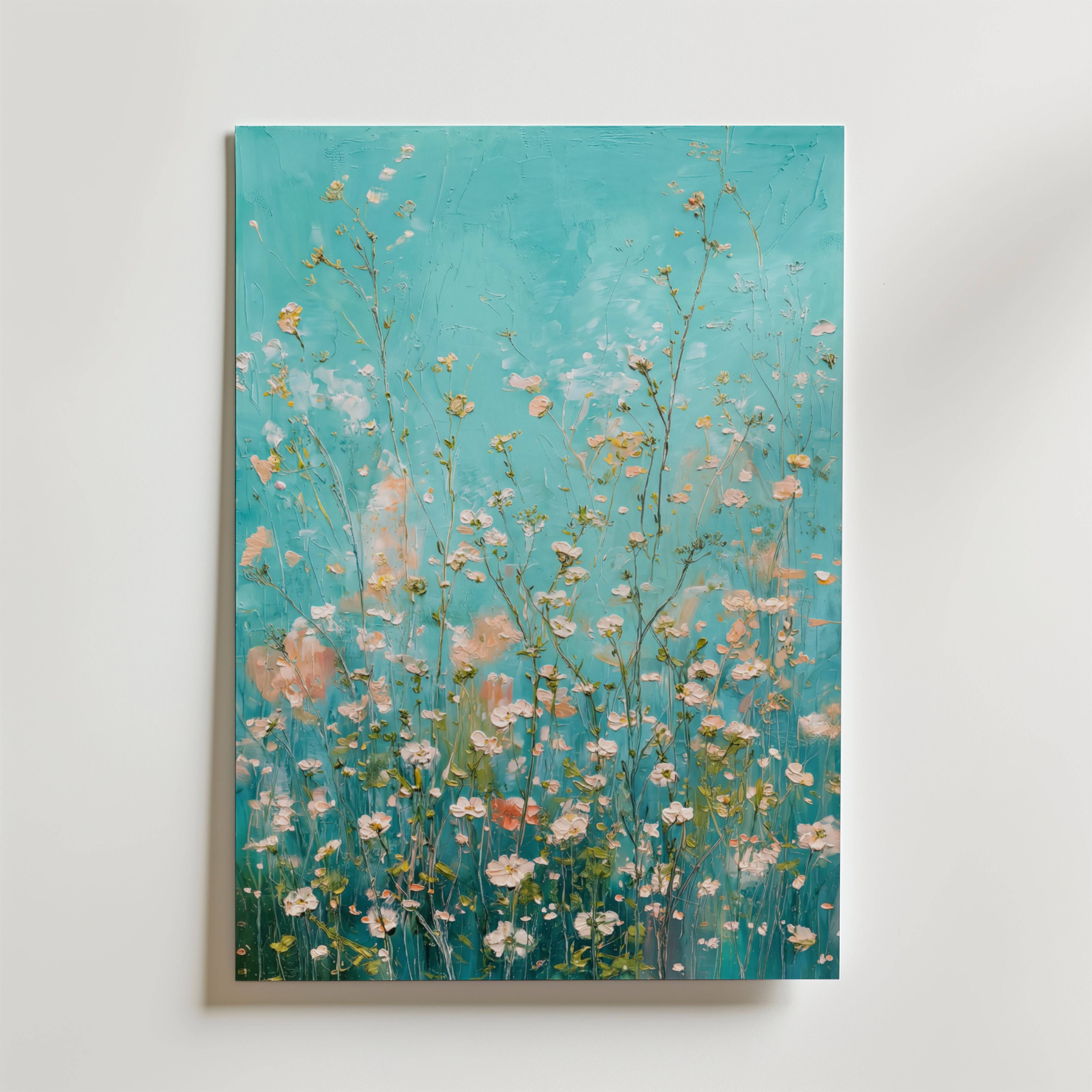 Turquoise Wildflower Meadow Poster - Fine Art Poster 30x40 cm