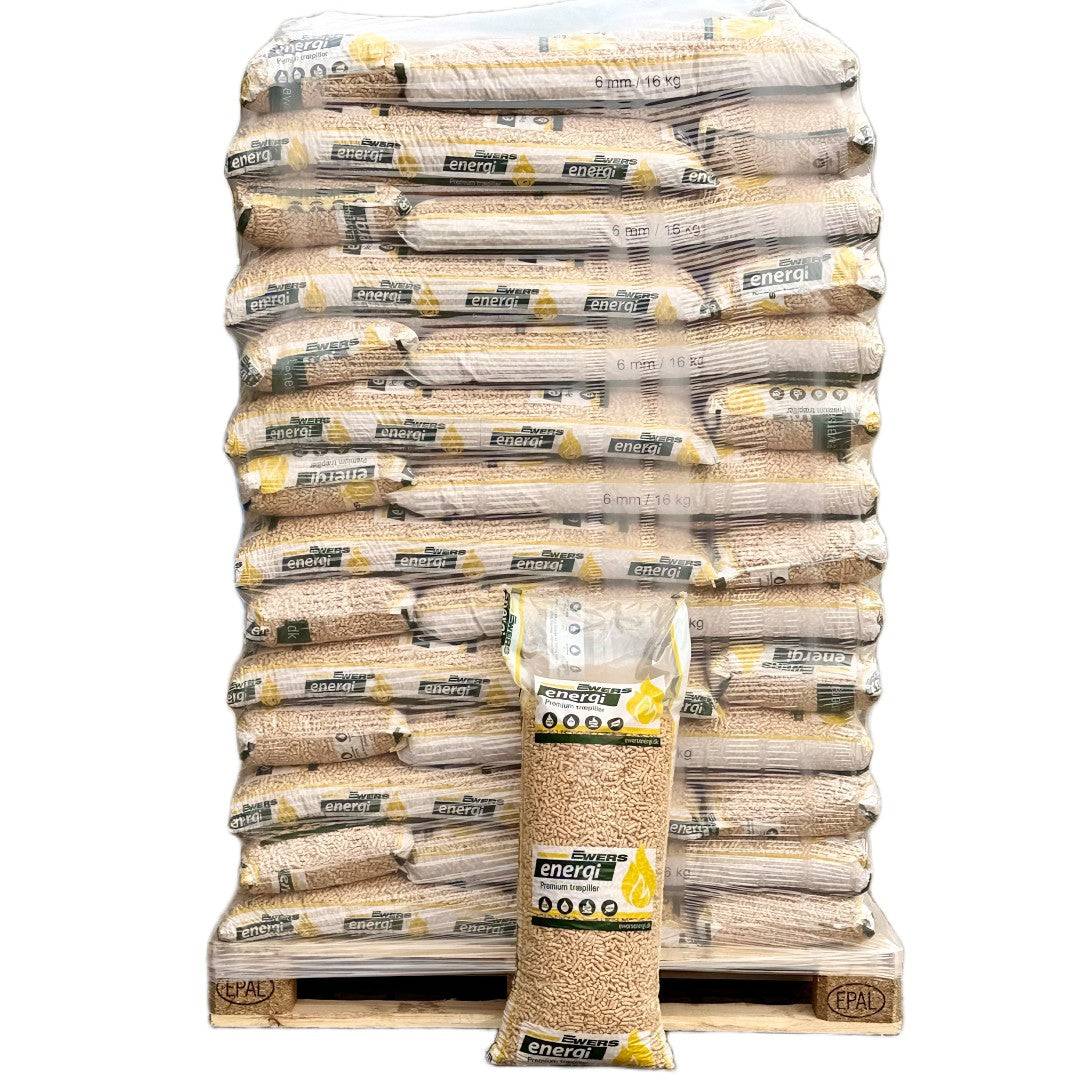 Ewers Premium træpiller - 6mm, 16kg, 896 kg