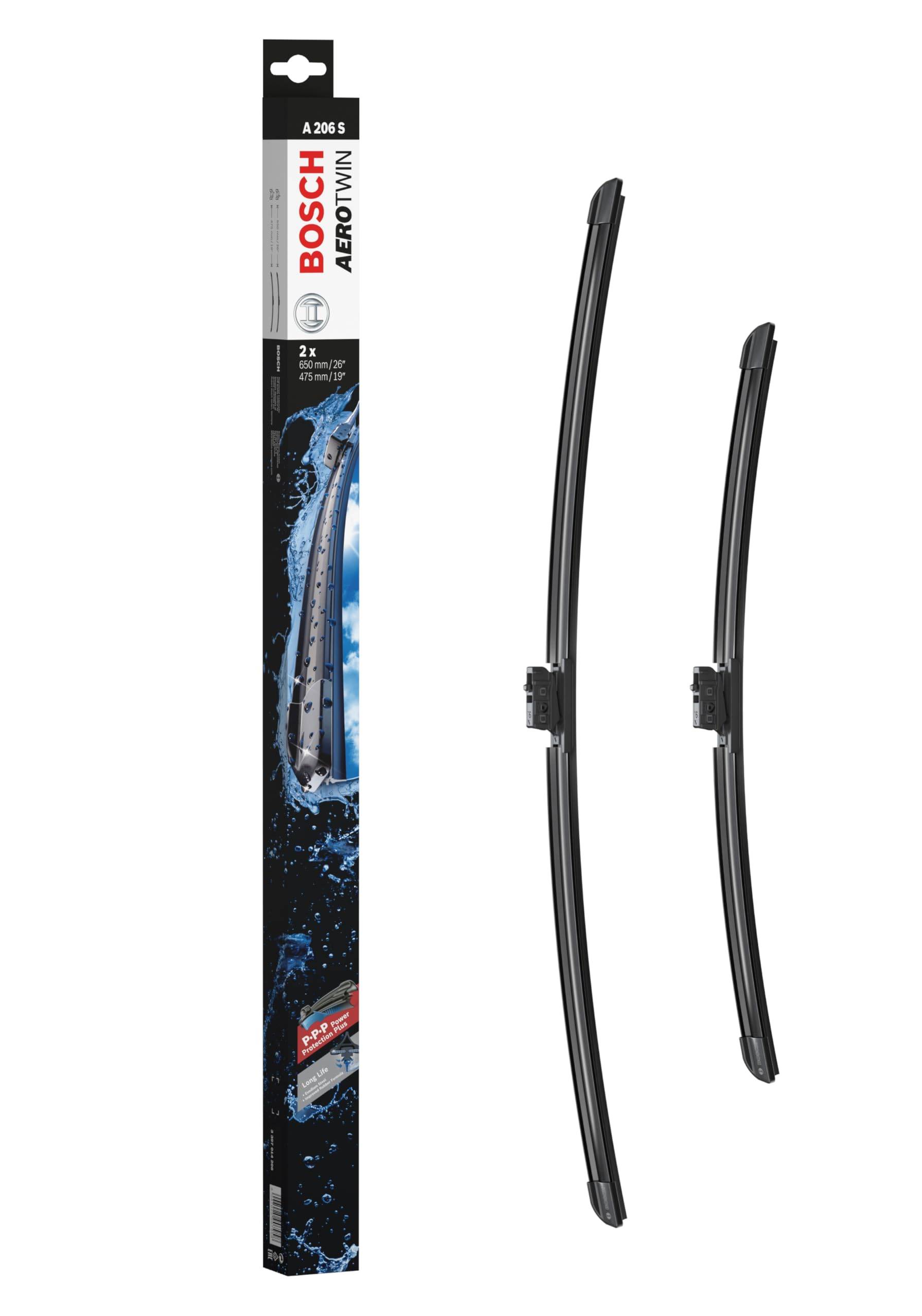 BOSCH AeroTwin Flat Wiper Blades for Imported A206S Vehicles, 650mm/475mm,