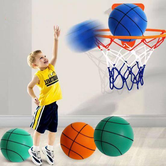 1 set Silent Basketball Quick Rebound Lågt ljud Vuxna Träningsboll för barn med korg för inomhus utomhus grön