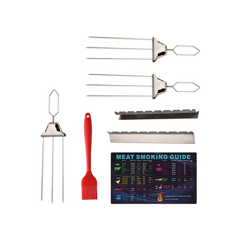 3 Way Grill Skewers Shrimp Skewers Set for Grilling Reusable Semi-Automatic BBQ Fork Kebab Stick Outdoor