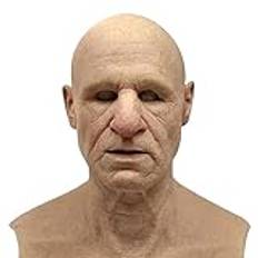 Halloween Mask Realistic Bareheaded Old Man Mask Latex Full Face Scary Halloween Headbon