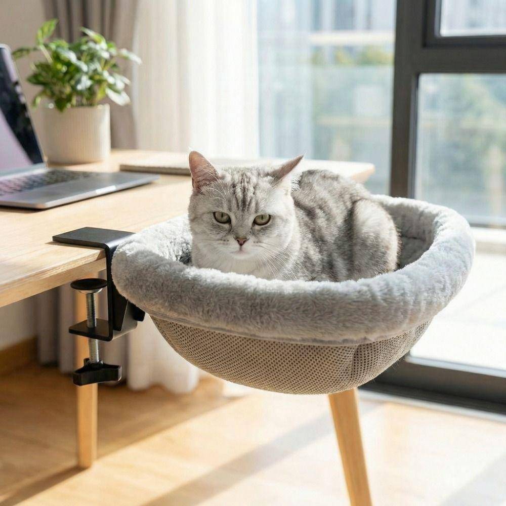 Detachable Cat Table Bed Semi-Circular Cat Perch Creative Cat Desk Hammock  Computer Desk