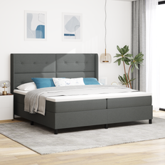 vidaXL Säng med madrass och LED Mörkgrå 200x200 cm Tyg
