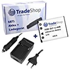 ANGEBOT IM SET: Högpresterande kamera Li-Ion batteri + batteriladdare med biladapter för Olympus mju7040 mju Tough3000 Tough TG310 Tough TG320 VH210 VR325 VR330 X560 Yashica EZF-1230