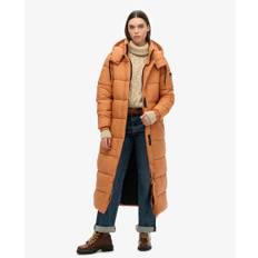 Superdry Damen Orange Langer Ripstop Steppmantel, Größe: 42