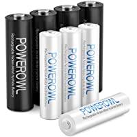 POWEROWL 1,2V AA AAA NiMH uppladdningsbara batterier, 4 X AA 2800mAh uppladdningsbara batterier och 4 X AAA 1000mAh uppladdningsbara batterier (8 delar)