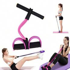 Multifunktionellt spännrep, 6-rörs elastiskt yogapedalavdragningsmotståndsband, naturlig latexspännrep träningsutrustning, lämplig för mage/midja/arm/ - Multifärgad (1 st lila avdragare,1 st rosa avdragare)