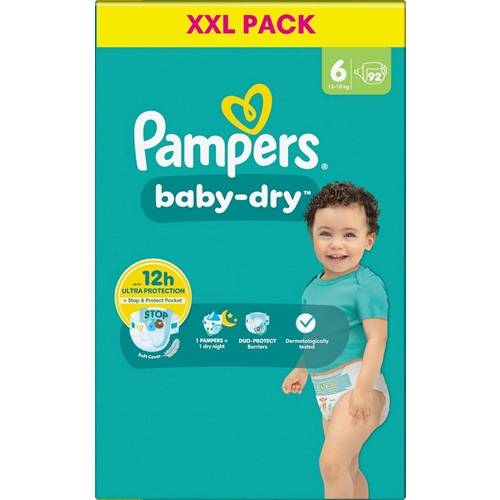 Diaper open Pampers BabyDry - S6 13-18Kg - 92 st