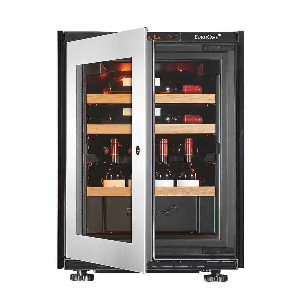 EuroCave Inspiration Small - 28/29 flasker - Multizone - Premium pack - Wood//Glass door - Silver frame