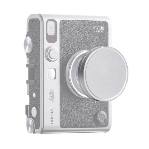 MUZIRI KINOKOO Instax Mini EVO linskåpa, kompatibel med Fujifilm Fuji Instax Mini EVO Instant Camera - aluminiumlegering dammtät linsskydd med flockning intern - silverfärg