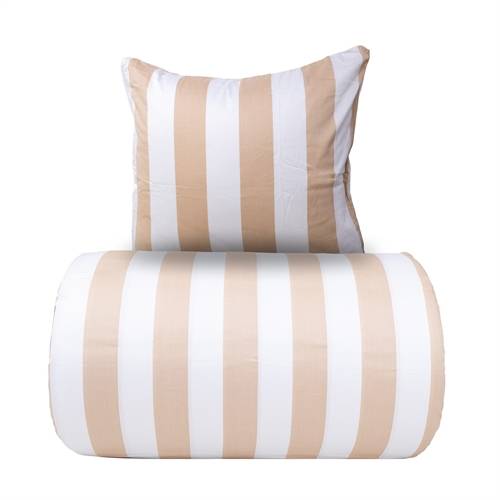 Sängkläder - 100% bomullssatin - Nordic Stripe - Breda naturfärgade ränder