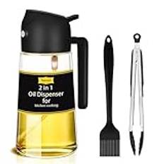 Matolja sprayflaska,2-i-1olje dispenser & olja sprayflaska,470 ml olivolja Anti-dropp oljedispenser,Lämplig för köksmatlagning, air fryer, bakning, sallad, stekning，（svart）
