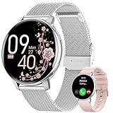 HASAKEI Smartwatch för kvinnor med ringa eller svara, 1,39" HD Smart Watch, Feminile Fysiologi, 120 Sport, Digital Smartwatch Pulsmätare / SpO2/Android iOS-sömn, Damgåva Silver