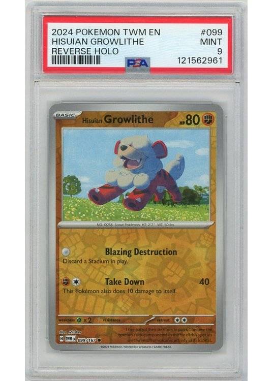 Hisuian Growlithe - 090/167 - Reverse Foil - PSA 9.