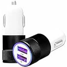 Svart USB-laddare Xiaomi 15 kompatibel - dubbla portar ultrasnabb USB X2 Car Charger 12/24V - CE-standarder