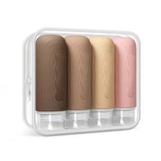 Resesilikonflaskor för toalettartiklar, TSA-godkända 85 ml resestorlekar behållare och BPA-fri läckagesäker silikon klämbar, påfyllningsbara resetillbehör för schampo-balsam lotion (4-pack)