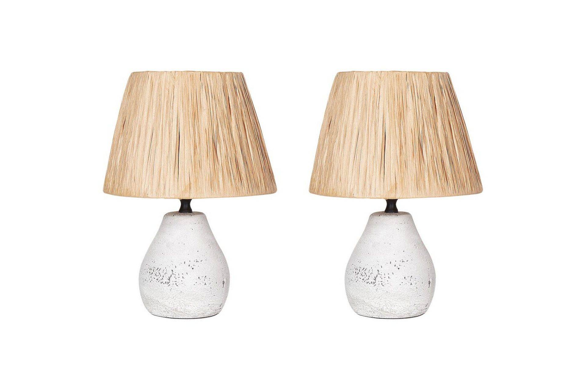 Favignito Bordslampa 2 st 31 cm E27 - Vit/Natur Fönsterlampa på fot