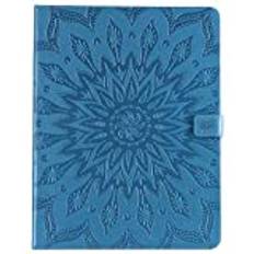 QIHANG kompatibel med skal iPad Pro 12,9 skal läder fodral läder elegant retro mobilfodral väska flip cover wallet strap plånbok PU läderfodral Cover Case (blå)