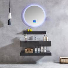 Badrumsmöbel marmor | LED-spegel med dimmer & bluetooth