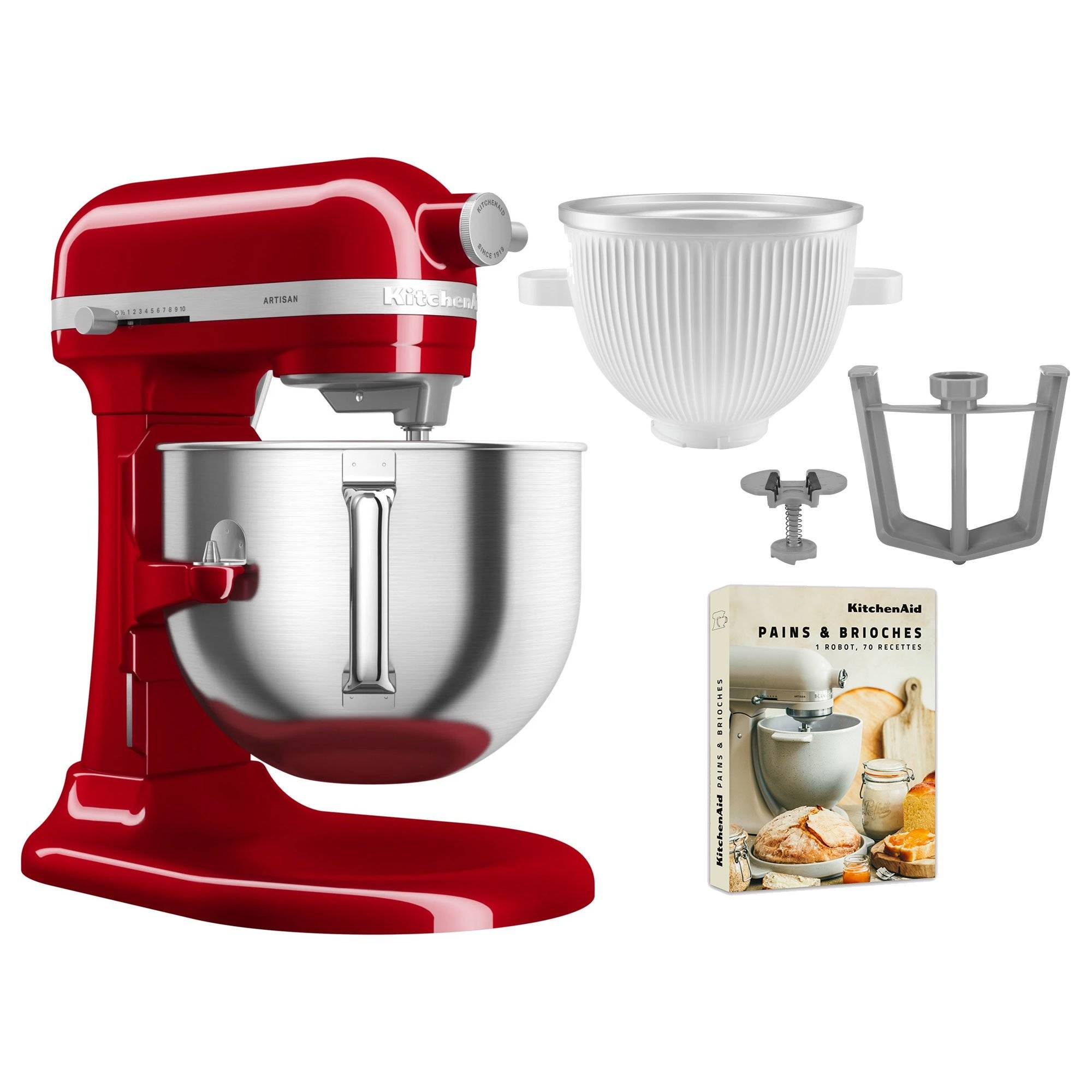 Kitchenaid 5KSM70SHXE köksmaskin 6,6 liter + 5KSMICM Ice Cream Maker, red - Red