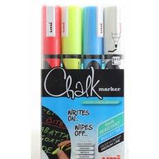 UNI marker Chalk 1,8mm/2,5mm, sæt med 4 farver, med rund spids