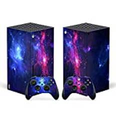 Geekria Xbox Series X Accessories Skin Stickers Cover, Whole Body Protective Vinyl Starry Skin Decal Cover for Microsoft Xbox Series X Console with Two Wireless Controller Decals (Purple)