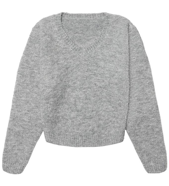Grunt Tröja - Stickad - GrJane - Light Grey Melange - Grunt - 8 år (128) - Tröja