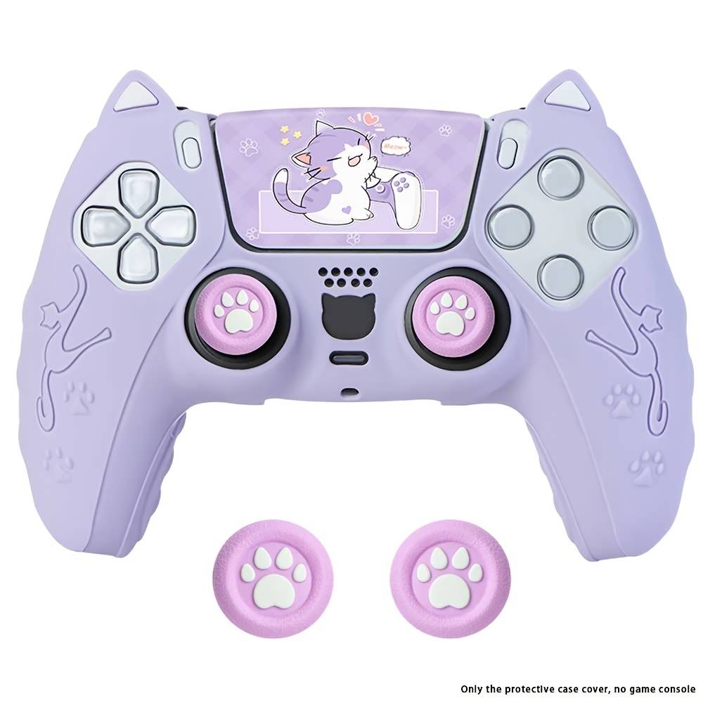Cat Ear Cover For Ps5 Controller, Soft Case For Ps5 Controller, Sticker And Thumbstick Caps For Ps5 Controller