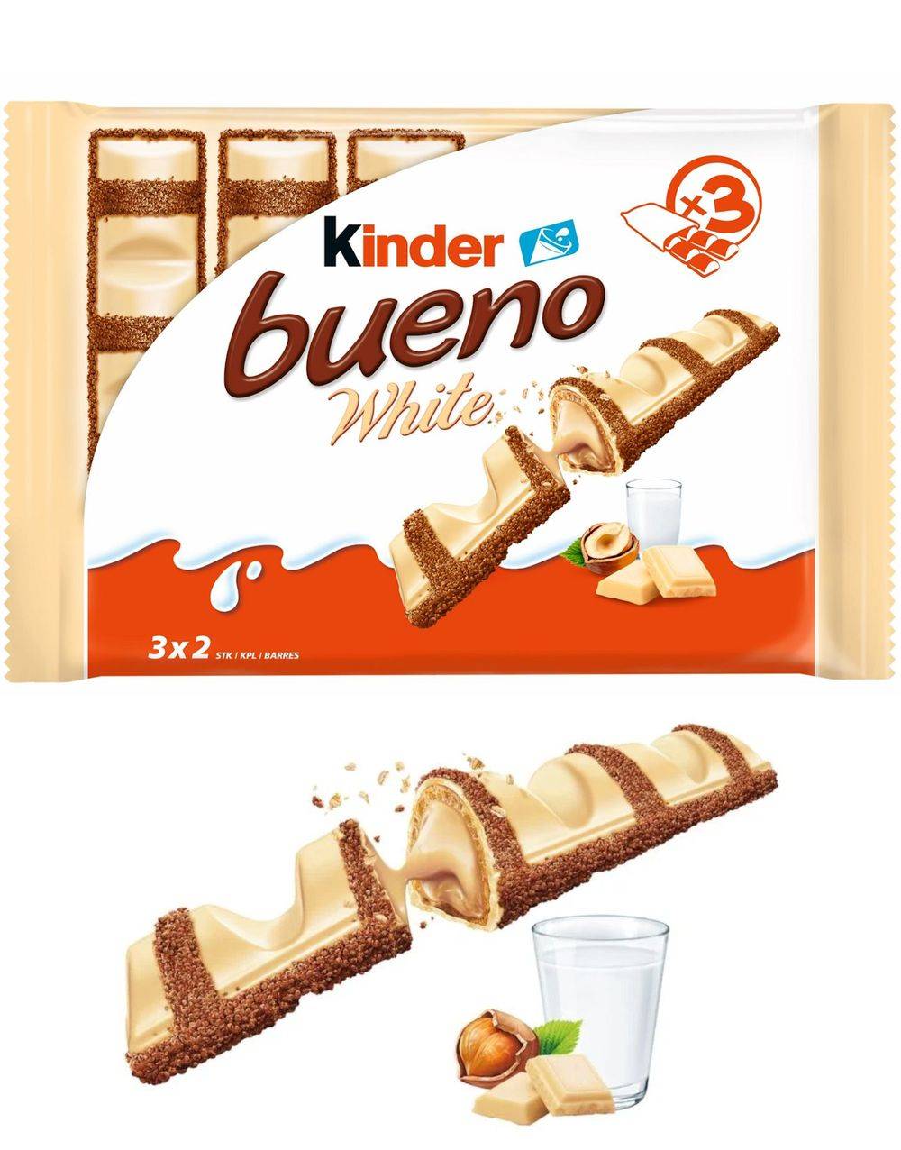 6 st Kinder Bueno White Chokolade 3x2 stykker