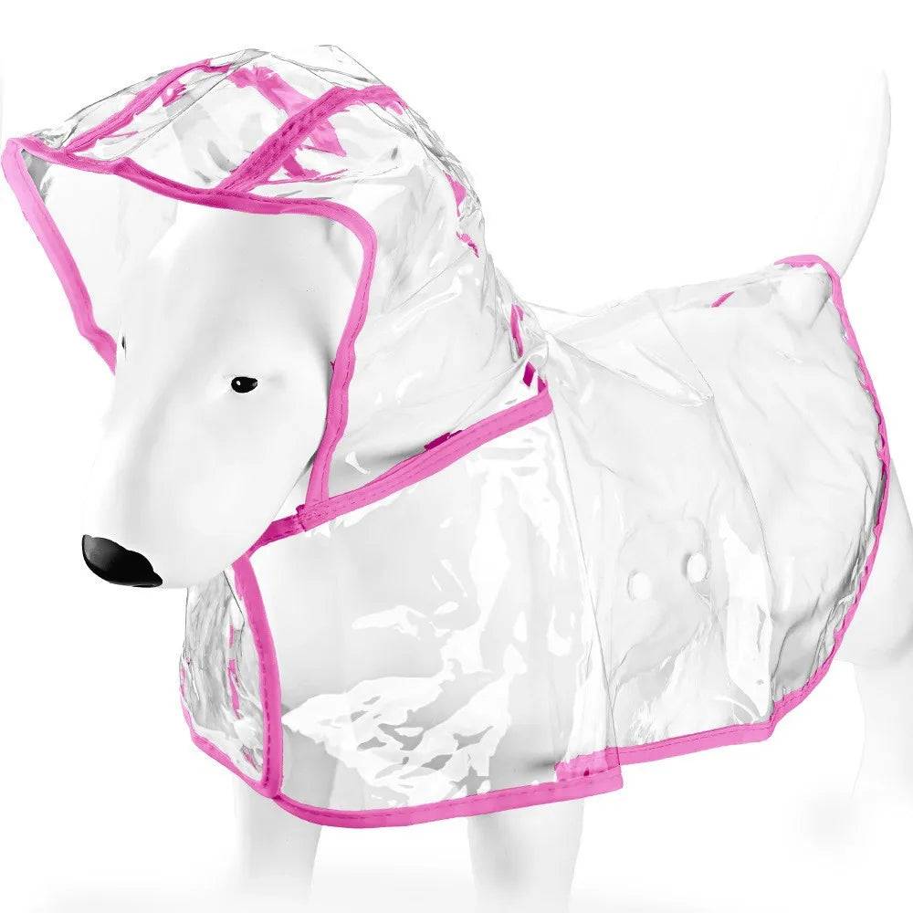 Transparent Waterproof Dog & Cat Raincoat Cape Poncho | Windproof Rain Coat for Small Dogs & Puppies - Pink / L (L)