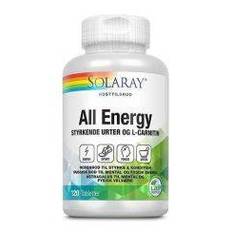 Solaray All Energy - 4 energiurter, L-Garnithin, vitaminer og mineraler - 120 tab.