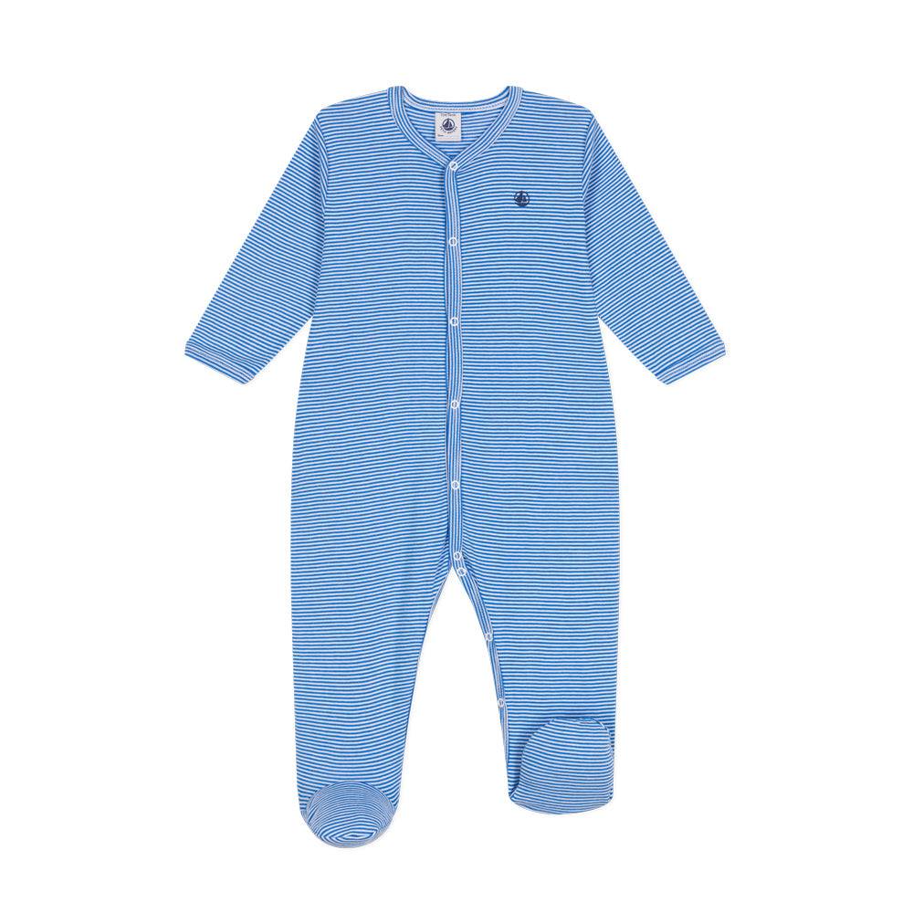 Petit Bateau - Heldragt med fødder - Blå Stribet - 24M/86