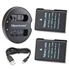 Newmowa EN-EL14 ersättningsbatteri (2-pack) och dubbel USB-laddare för Nikon EN-EL14 EN-EL14a Nikon D3100 D3200 D3300 D3400 D3500 D5100 D5200 D5300 D550 D560 P70000P7100 P7700 P7800, Df