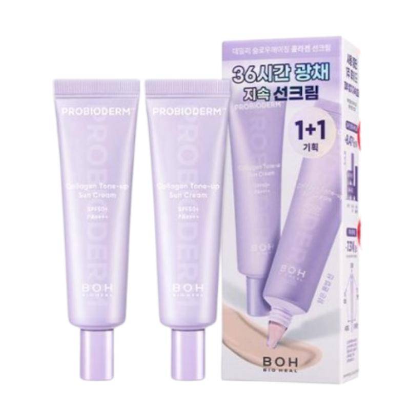 BIOHEAL BOH Probioderm Kollagen Tone-Up Solkräm SPF50+ PA++++ Uppljusande UV-skydd 50ml x 2 set