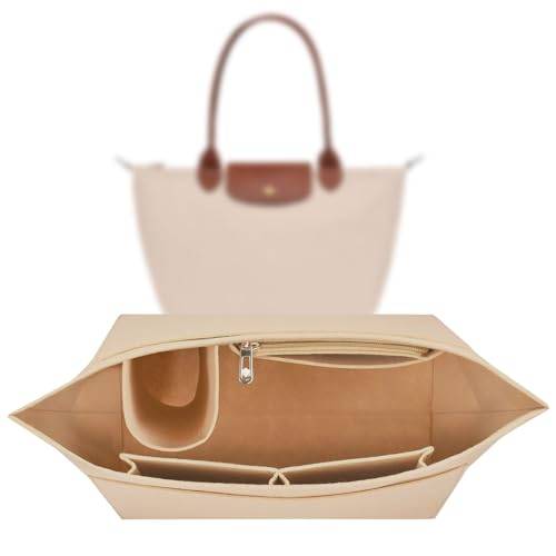 Sunshine smile Organizer für Longchamp Tasche,Organizer für Longchamp Pliage L,Tascheninnenorganizer,Taschenorganizer,Multi-Pocket Felt Handbag,Filz Taschenorganizer mit Mehreren Taschen