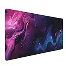 Lila stjärnhimmel musmatta 119 x 61 x 1 cm, vattentät och hållbar svart musmatta extra stor musmatta skrivbordsmatta, halkfri gummibas spelmusmatta musmatta musmatta för kvinna kontor gåva 1200 x 600