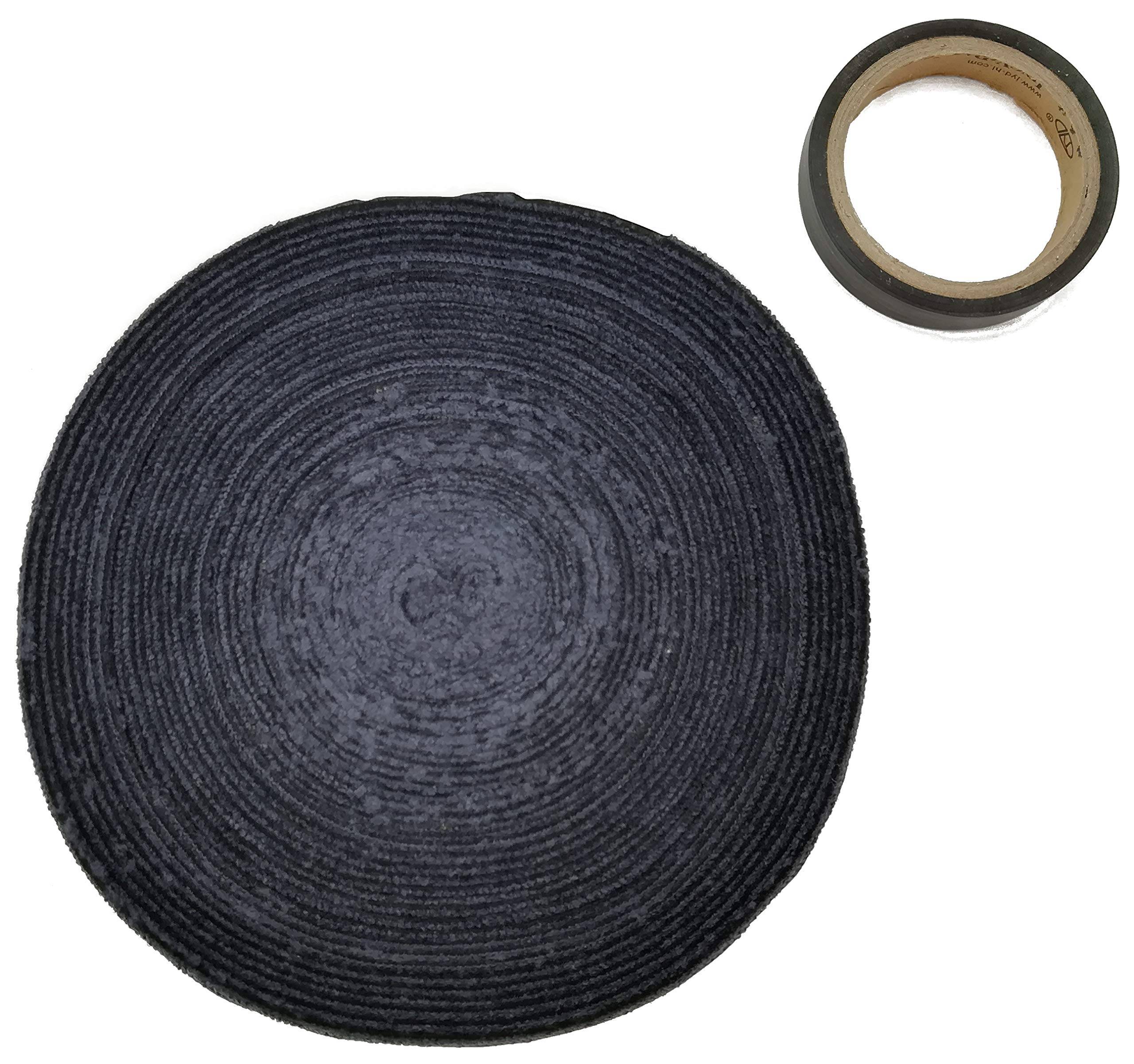 phalatina Thin Fiber Grip Tape 10 for and with End Holds Approximately 15 Wraps Towel, Meters, Badminton, Tennis, Squash, Tape, (Black) svart