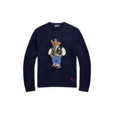 Polo Ralph Lauren, Strik, Herre, Blå, XL, Bomuld, Kashmir Polo Bear Sweater
