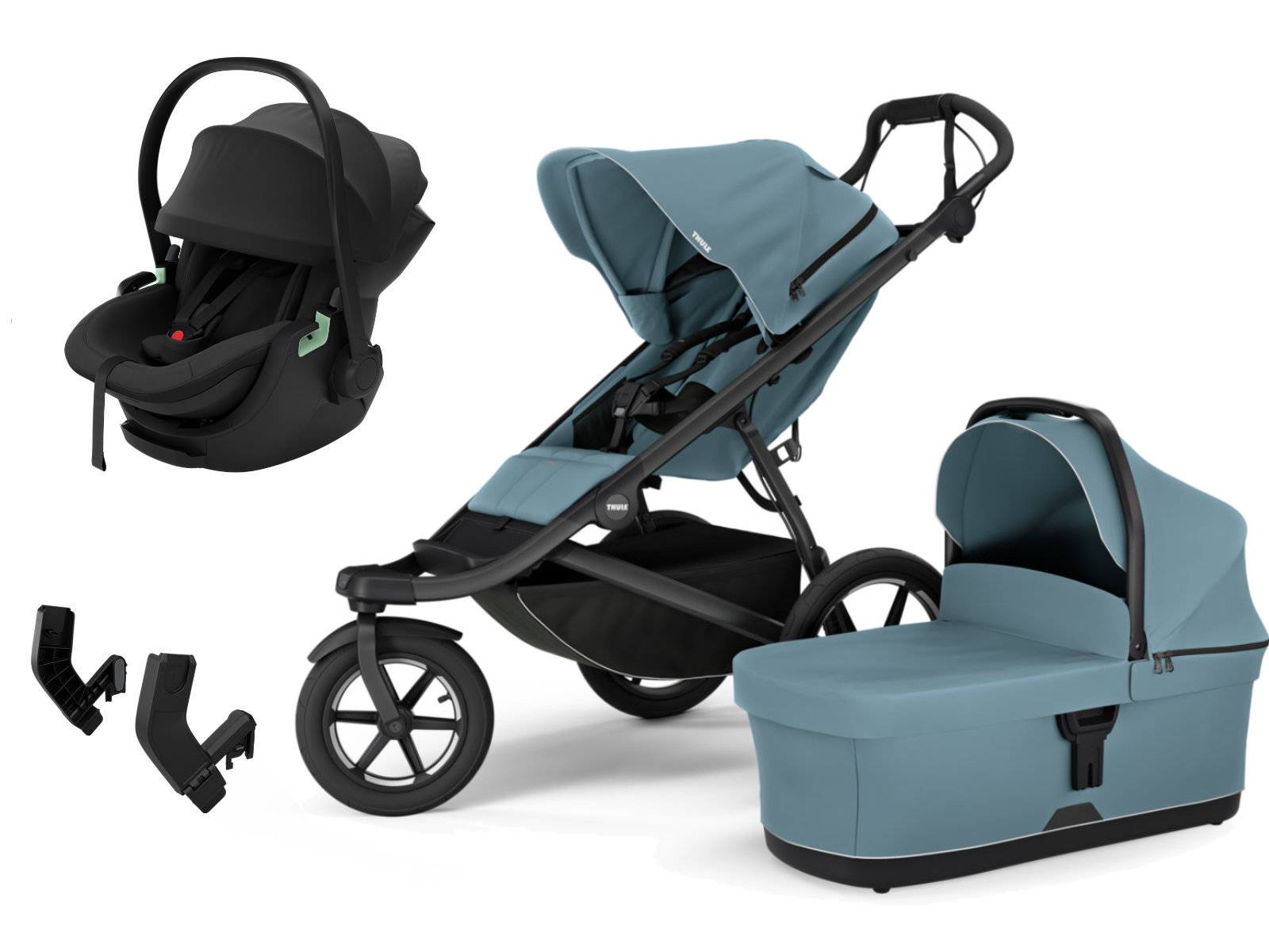 Thule Urban Glide 3 Stroller Set 3-in-1 incl. Maple i-Size Infant Car Seat - Mid Blue - Magnetic Buckle