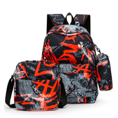 Back To School/Graduation Season Fashion New Commuting & Travel Large Capacity Multi-Function Backpack Set, Suitable For Various Occasions - Red
