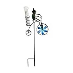 Animal Rain Gauge Outdoor | Vintage Frog Rain Gauge | Frogs On Cycle Wind Sculpture | Metal Art Rain Gauge | Outdoor Rainfall Gauge Durable & Weather-Resistant Iron + Glass For Gardens, Yards, Fences