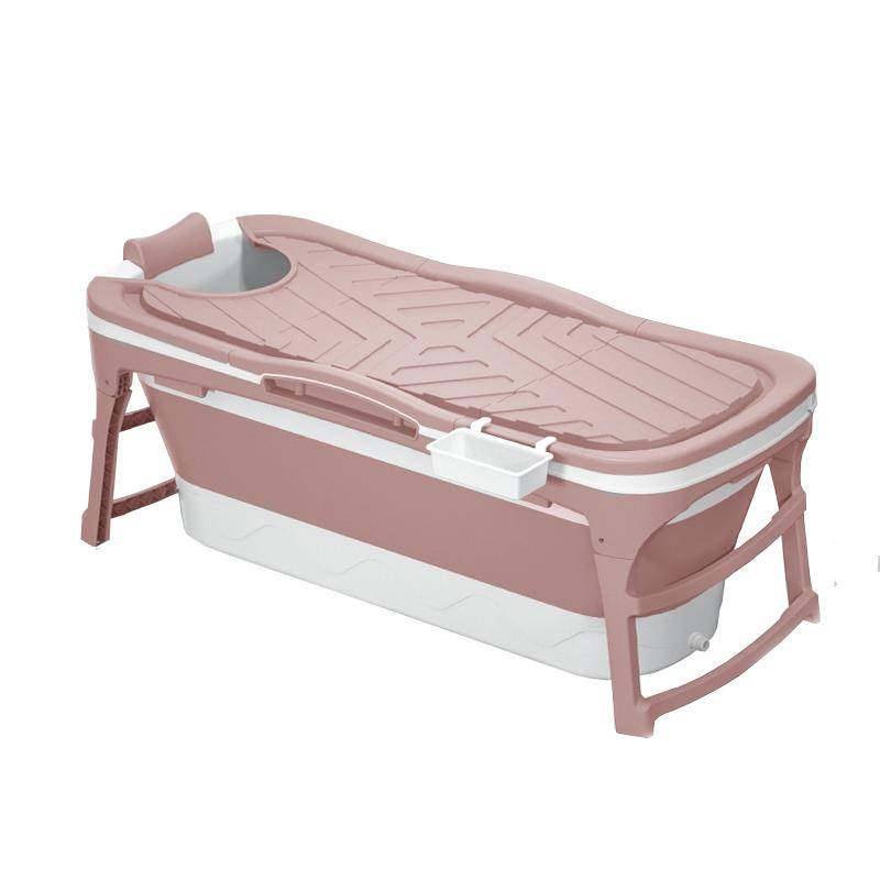 Vikbar badbalja för vuxna med lock XL - 143 cm/rosa - utan fotmassage - Rosa
