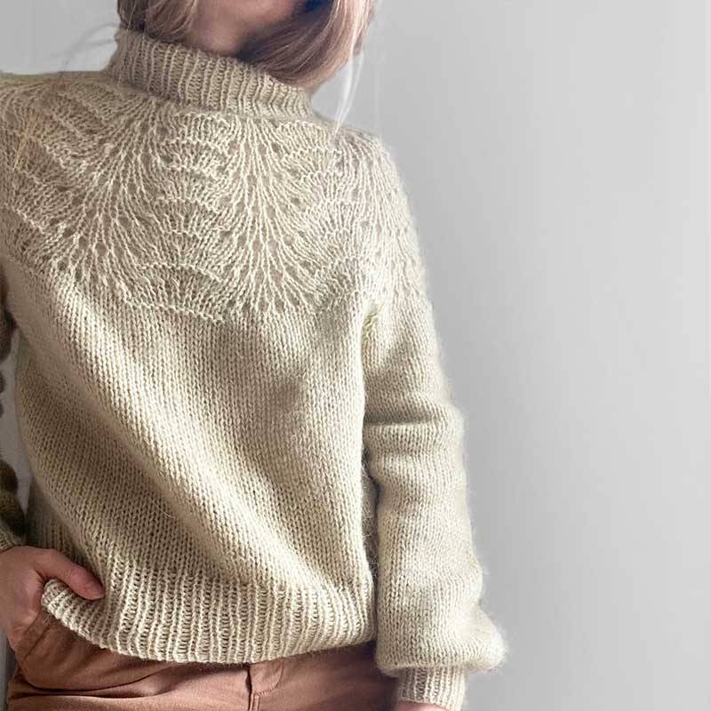 Strikkekit Peacock sweater fra Le Knit i Sunday garn og Tynd Silk Mohair - XXL: 14 nøgler garn (9+5)