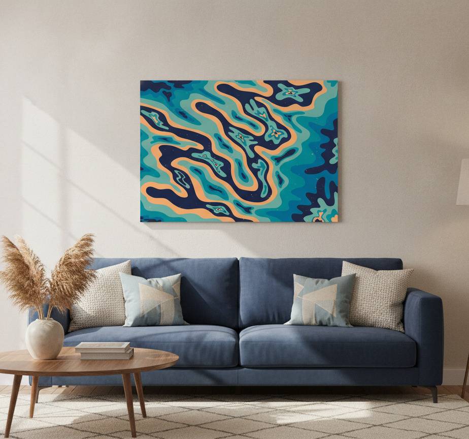 Blå canvas tavla moderna element