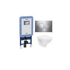 Geberit Sigma20 Blankkrom/Ifö Spira WC + Inbyggnadsfixturpaket