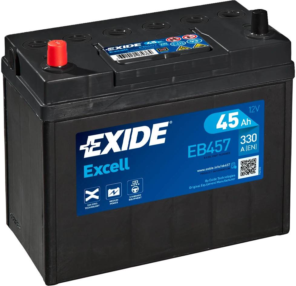 Startbatteri - Exide Excell EB457 - 12V (45ah / 330cca)