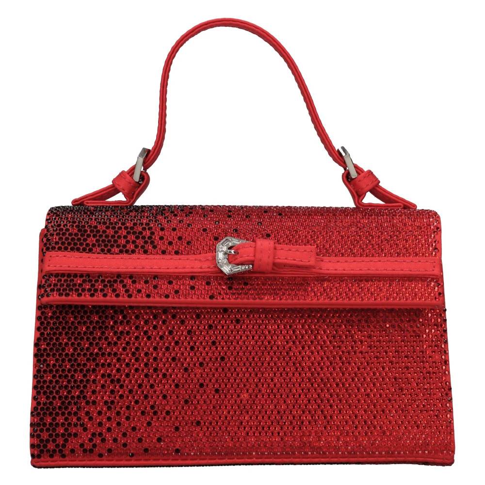 GEDEBE Mini Satin og Strass Taske - Tasker - Dame - Rød - ONE SIZE - Satin